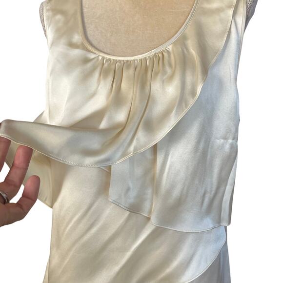 Talbots Cream Silk Sleeveless Ruffle Tank Top Blouse Size 14 NEW - Picture 4 of 8